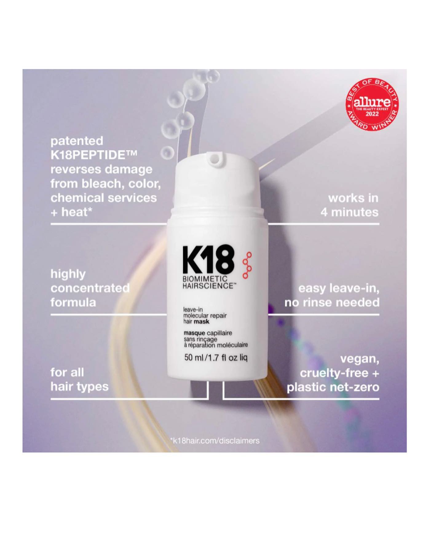 Biomimetic Hairscience Mini Leave-In Molecular Repair Hair Mask